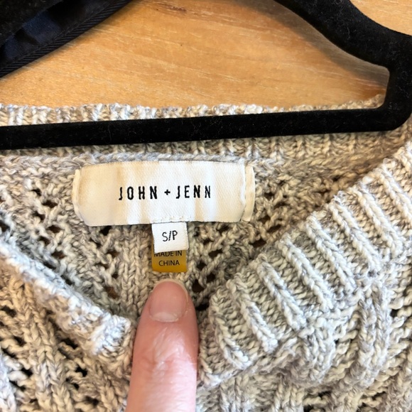 John + Jenn Gray Open Knit Ribbed Pullover Sweater, Small - Picture 6 of 8